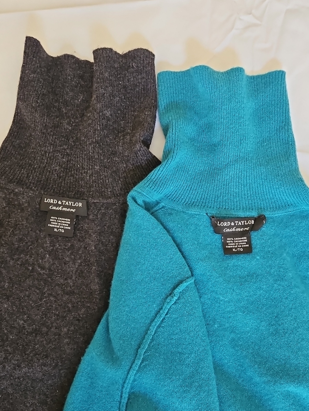 Lord & Taylor Women's Cashmere XL Turtlenecks - Charcoal & Teal